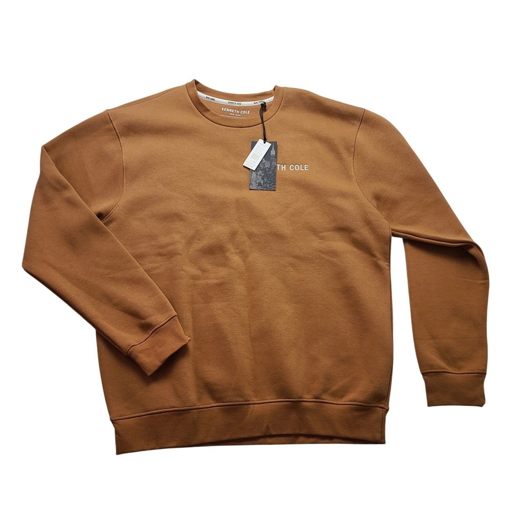 Kenneth Cole New York Men's Mocha Mousse Fleece Crewneck Sweatshirt XL Cuffs Hem